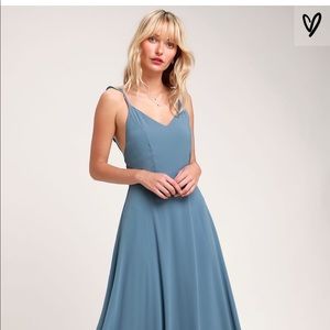 Lulus Meteoric Rise Slate Blue Maxi Dress